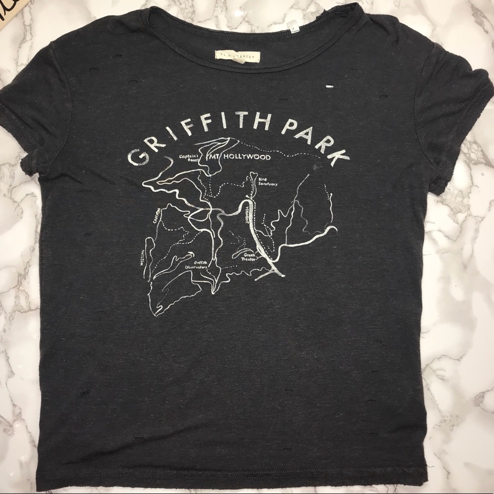Charcoal LA hearts lightly distressed tee
